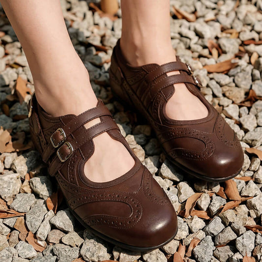 Women’s Leather Brogue Mary Jane Flat Shoes