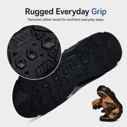Men’s Wide Fit Leather Walking Sandals with Adjustable Straps