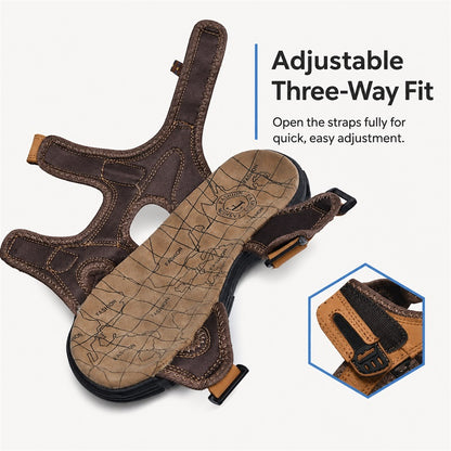 Men’s Wide Fit Leather Walking Sandals with Adjustable Straps