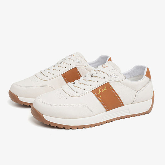 Men's Genuine Leather Lace-Up Casual Trainers