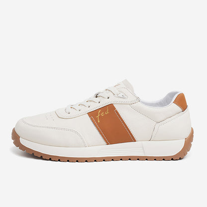 Men's Genuine Leather Lace-Up Casual Trainers