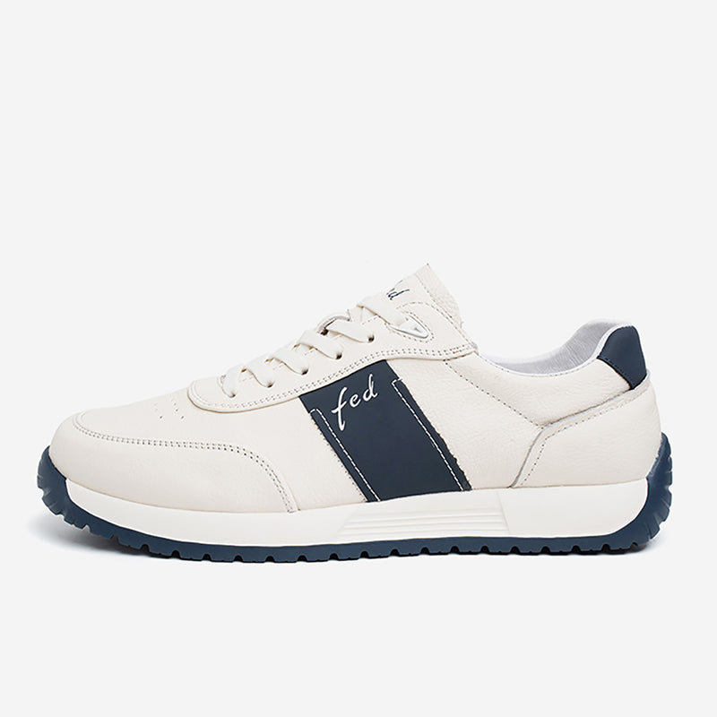 Men's Genuine Leather Lace-Up Casual Trainers