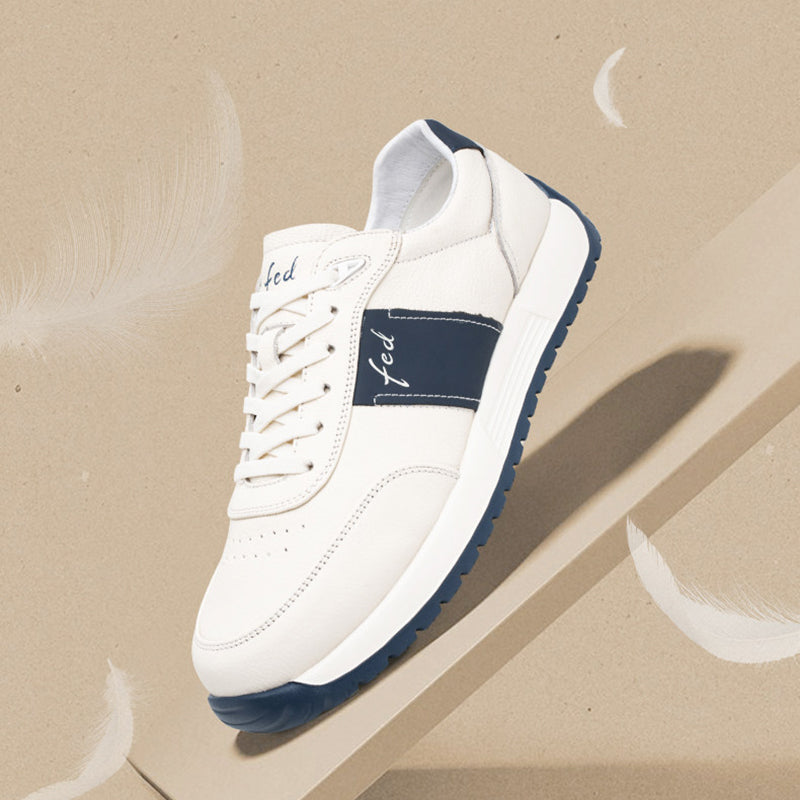 Men's Genuine Leather Lace-Up Casual Trainers
