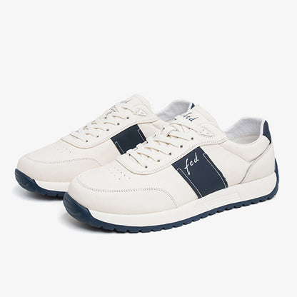 Men's Genuine Leather Lace-Up Casual Trainers