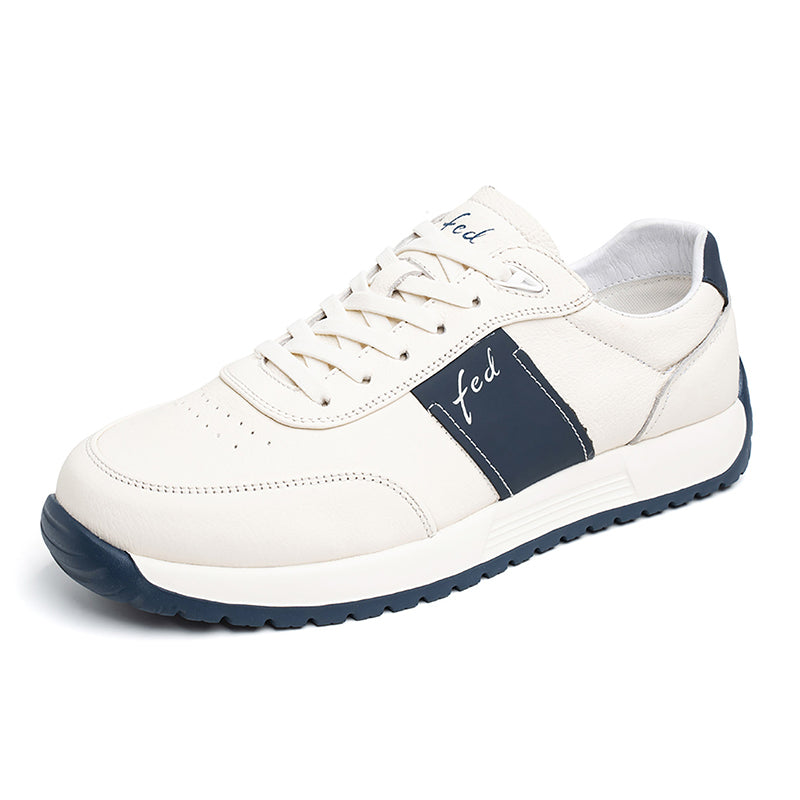 Men's Genuine Leather Lace-Up Casual Trainers