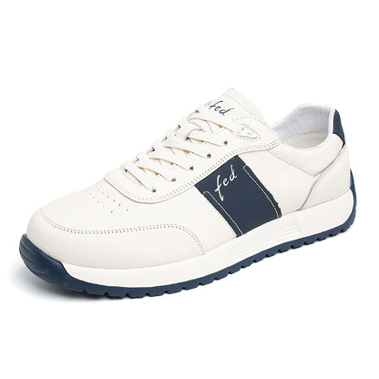 Men's Genuine Leather Lace-Up Casual Trainers