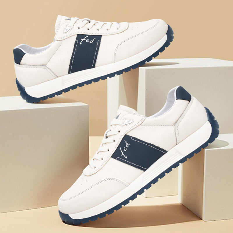 Men's Genuine Leather Lace-Up Casual Trainers