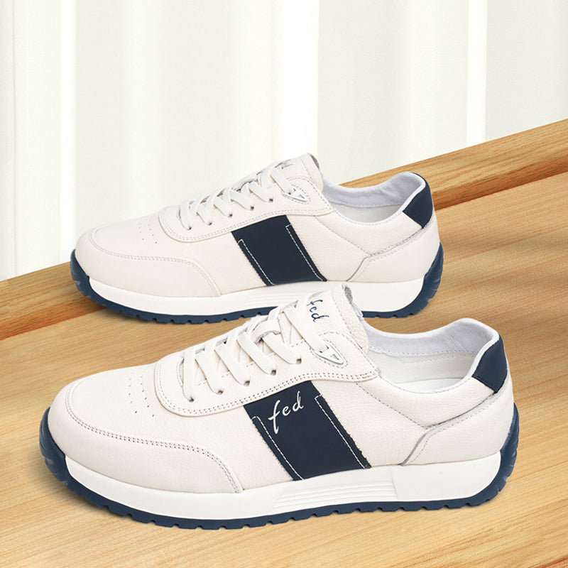 Men's Genuine Leather Lace-Up Casual Trainers
