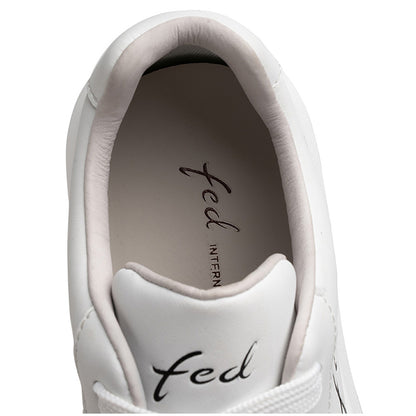 Men's Leather Chunky Trainers – White & Black Casual Sneakers