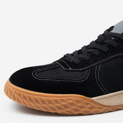Men's Leather Retro Runner Trainers – Suede Panel Lace-Up Casual Sneakers