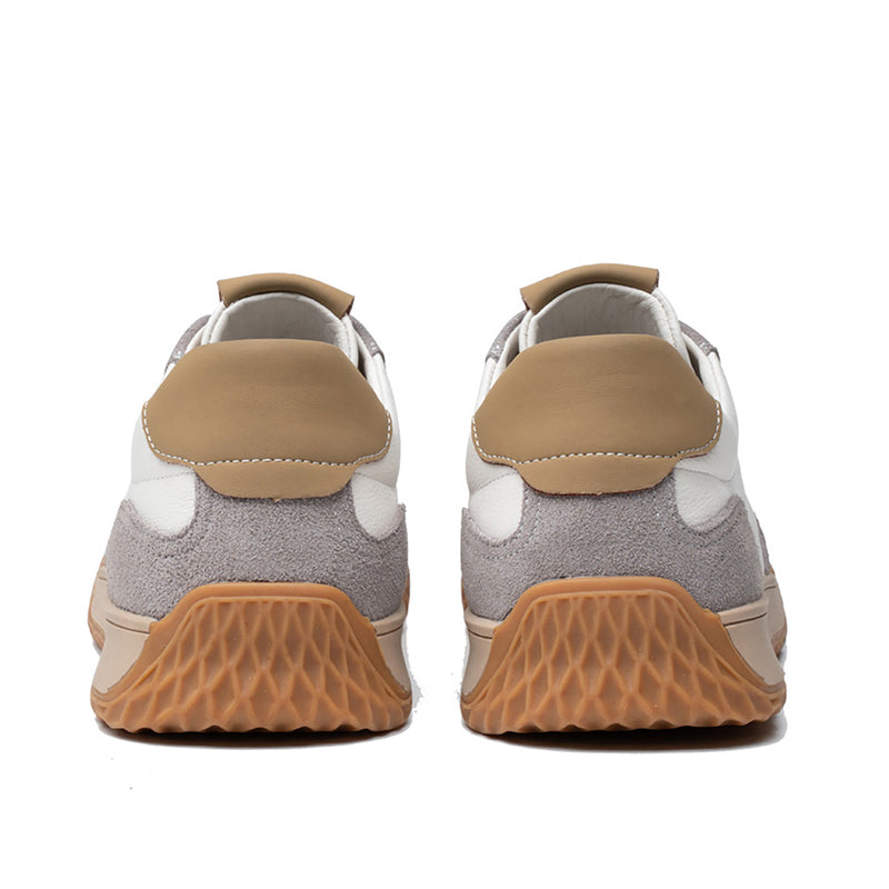 Men's Leather Retro Runner Trainers – Suede Panel Lace-Up Casual Sneakers