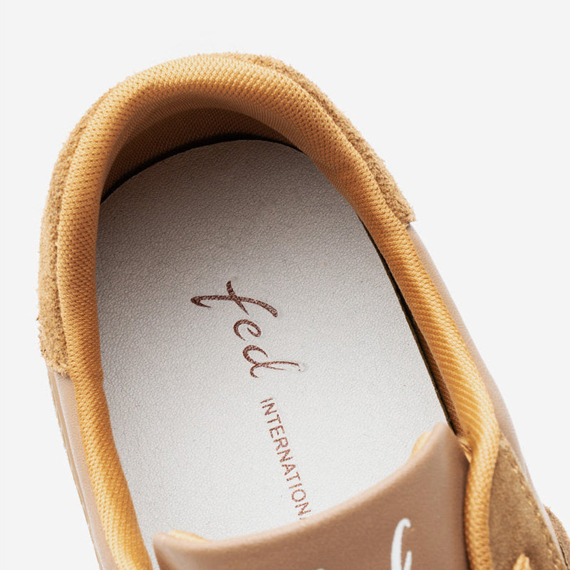 Men's Retro Leather & Suede Trainers | Brown | Rubber Sole