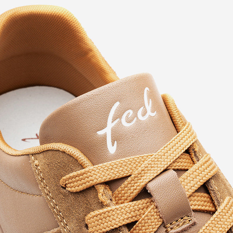 Men's Retro Leather & Suede Trainers | Brown | Rubber Sole