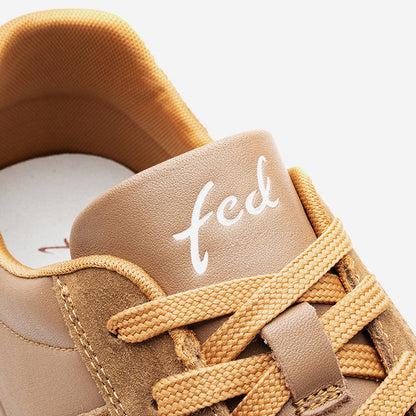 Men's Retro Leather & Suede Trainers | Brown | Rubber Sole