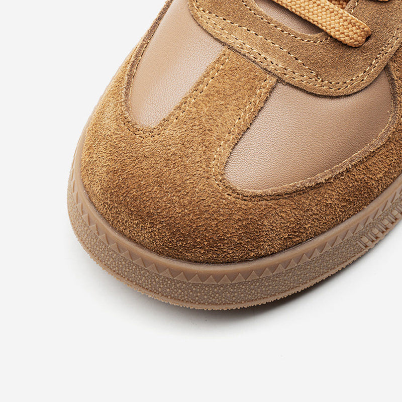 Men's Retro Leather & Suede Trainers | Brown | Rubber Sole