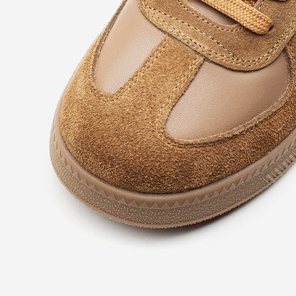 Men's Retro Leather & Suede Trainers | Brown | Rubber Sole