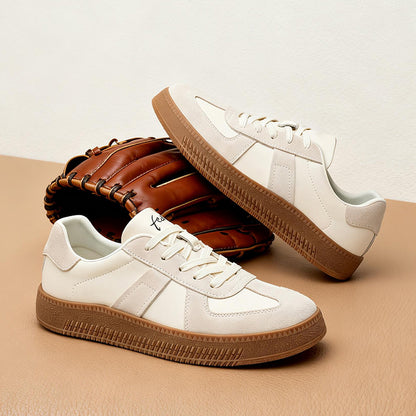 Men's Retro Leather & Suede Trainers | Brown | Rubber Sole