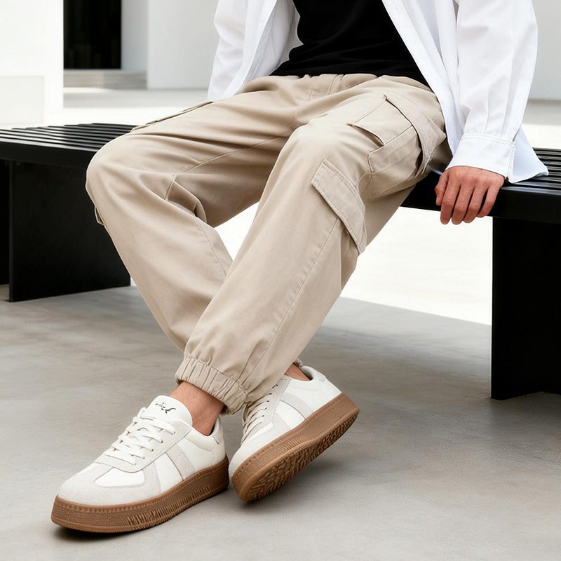 Men's Retro Leather & Suede Trainers | Brown | Rubber Sole