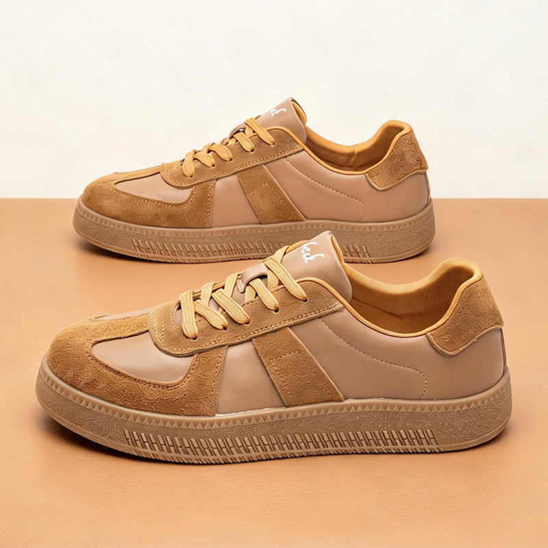 Men's Retro Leather & Suede Trainers | Brown | Rubber Sole