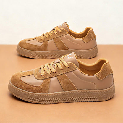 Men's Retro Leather & Suede Trainers | Brown | Rubber Sole