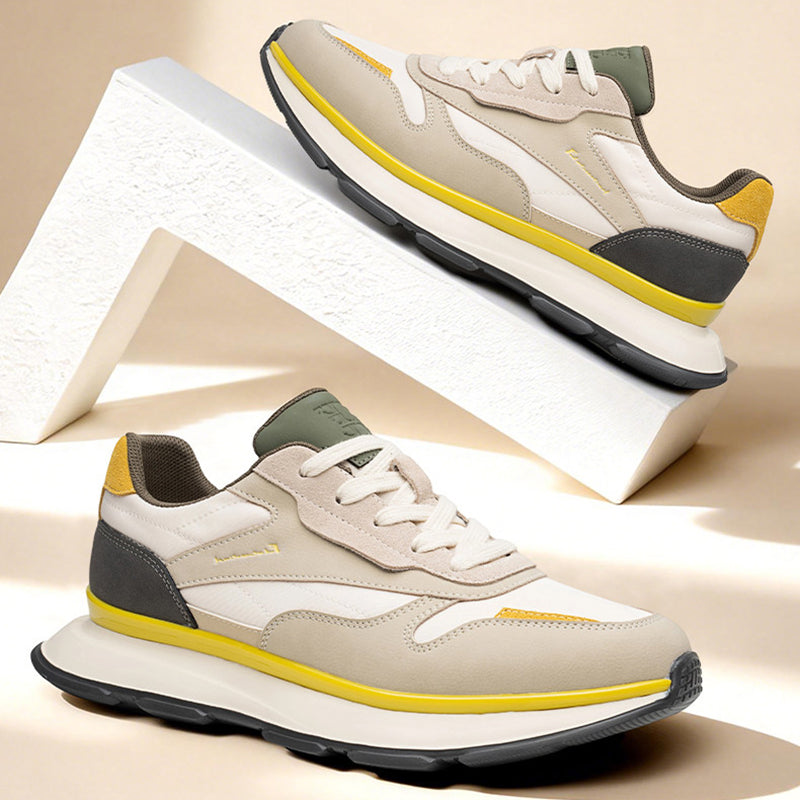 Men's Retro Runner Trainers – Suede & Leather Panelled Casual Sneakers