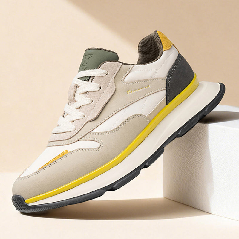 Men's Retro Runner Trainers – Suede & Leather Panelled Casual Sneakers