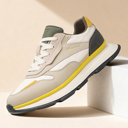 Men's Retro Runner Trainers – Suede & Leather Panelled Casual Sneakers