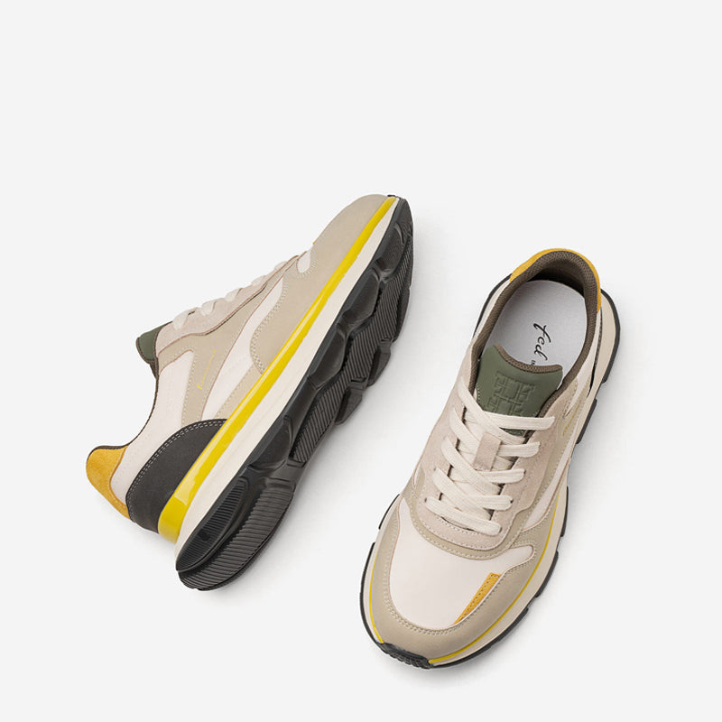 Men's Retro Runner Trainers – Suede & Leather Panelled Casual Sneakers