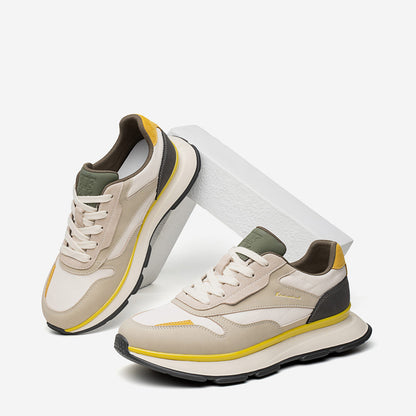 Men's Retro Runner Trainers – Suede & Leather Panelled Casual Sneakers