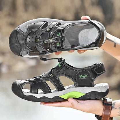 Men’s Wide Fit Closed-Toe Walking Sandals with Adjustable Straps