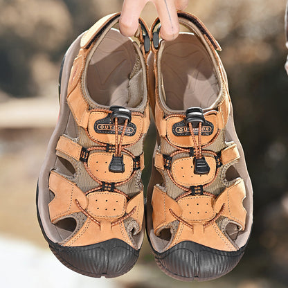 Men’s Wide Fit Closed-Toe Walking Sandals with Adjustable Straps