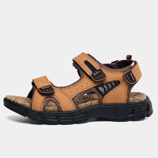 Men’s Wide Fit Leather Walking Sandals with Adjustable Straps