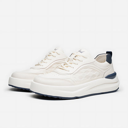 Men's Leather Platform Sneakers – Premium White Casual Trainers