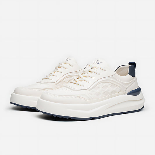 Men's Leather Platform Sneakers – Premium White Casual Trainers