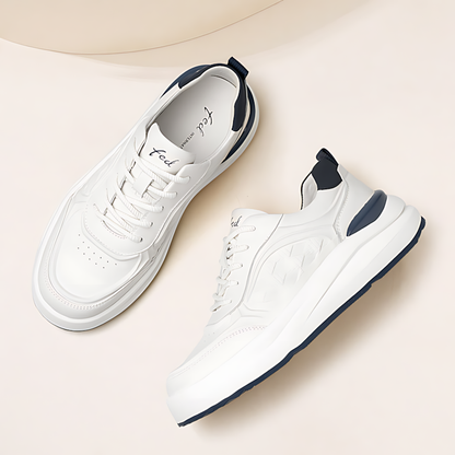 Men's Leather Platform Sneakers – Premium White Casual Trainers