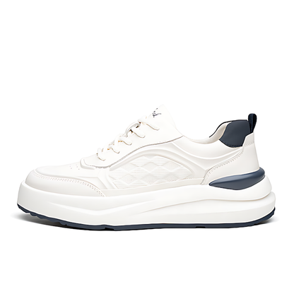 Men's Leather Platform Sneakers – Premium White Casual Trainers