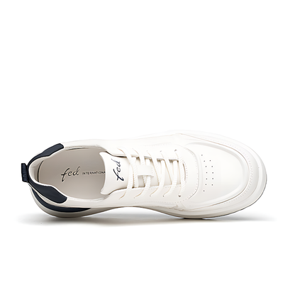 Men's Leather Platform Sneakers – Premium White Casual Trainers