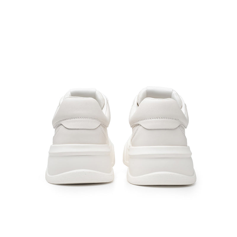 Men's Leather Platform Trainers – Contrast Toe Lace-Up Casual Sneakers