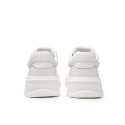 Men's Leather Platform Trainers – Contrast Toe Lace-Up Casual Sneakers