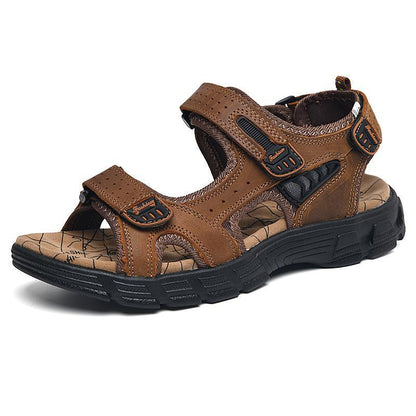 Men’s Wide Fit Leather Walking Sandals with Adjustable Straps