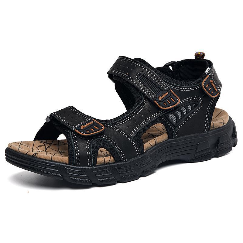 Men’s Wide Fit Leather Walking Sandals with Adjustable Straps