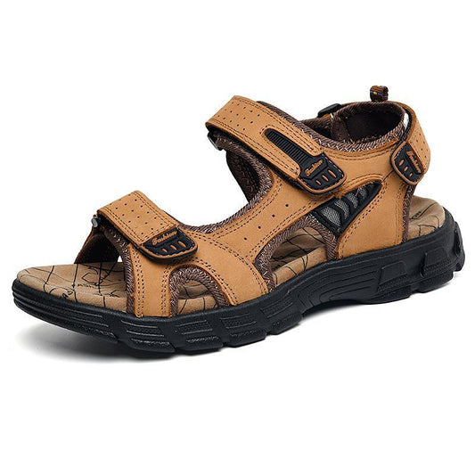 Men’s Wide Fit Leather Walking Sandals with Adjustable Straps