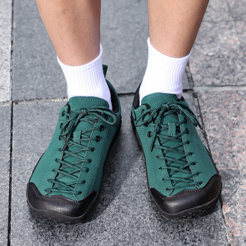 Wide Fit Suede-Look Walking Trainers with Grippy Rubber Sole – Unisex