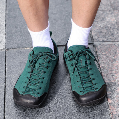 Wide Fit Suede-Look Walking Trainers with Grippy Rubber Sole – Unisex