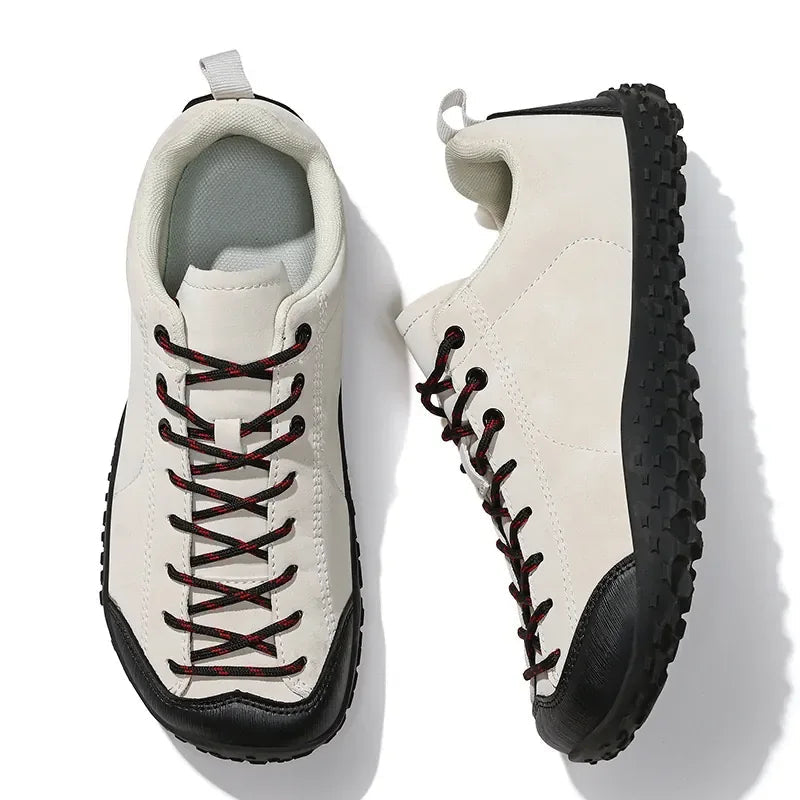 Wide Fit Suede-Look Walking Trainers with Grippy Rubber Sole – Unisex