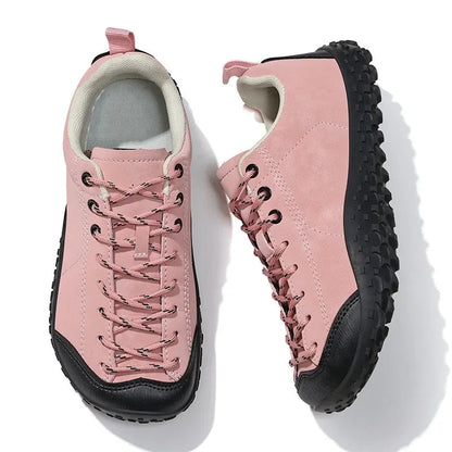 Wide Fit Suede-Look Walking Trainers with Grippy Rubber Sole – Unisex