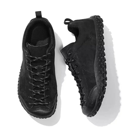 Wide Fit Suede-Look Walking Trainers with Grippy Rubber Sole – Unisex