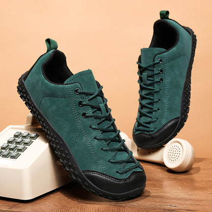 Wide Fit Suede-Look Walking Trainers with Grippy Rubber Sole – Unisex