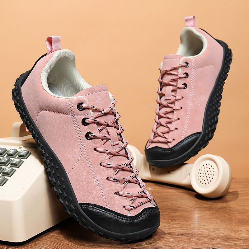 Wide Fit Suede-Look Walking Trainers with Grippy Rubber Sole – Unisex