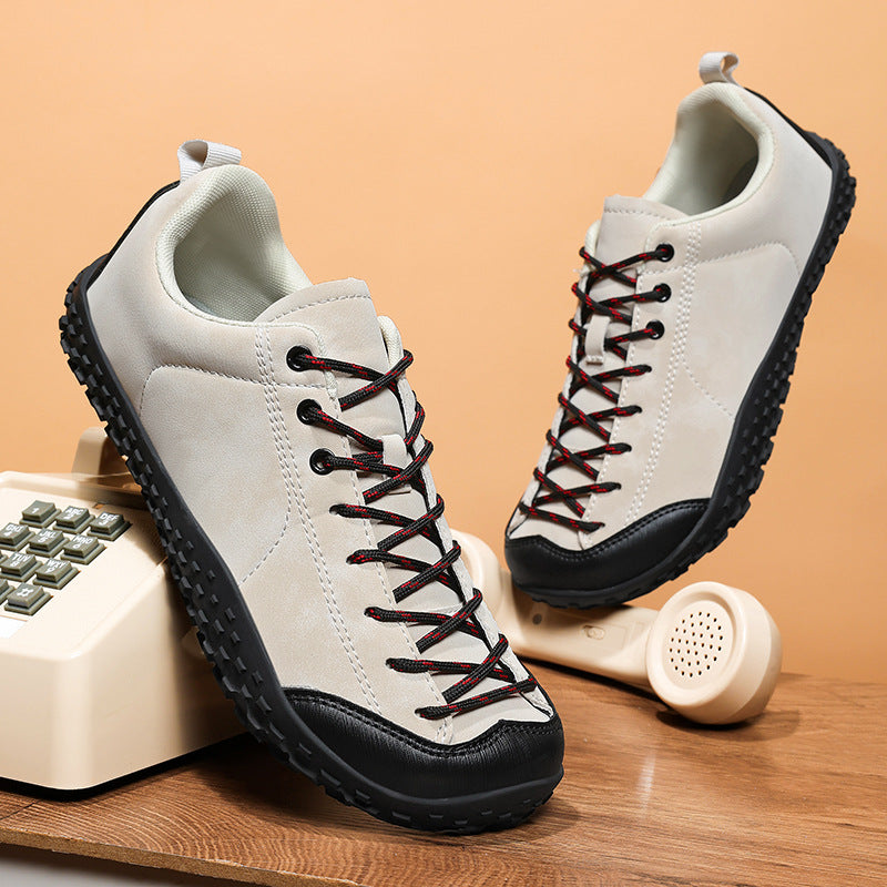 Wide Fit Suede-Look Walking Trainers with Grippy Rubber Sole – Unisex